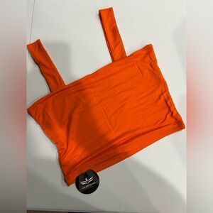 Abardsion Women's Small Sleeveless Skinny Basic Strappy Crop Tank Top Orange NWT